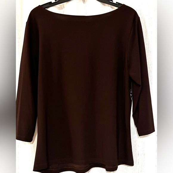 Perceptions Brown, 3/4 lengths sleeves, embellished top. Sz 1X - Picture 5 of 8